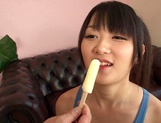 Cute Asian teen, Nana Usami, in swimsuit sucks and eats sperm picture 14