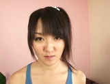 Cute Asian teen, Nana Usami, in swimsuit sucks and eats sperm
