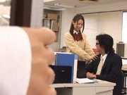 Shelly Fuji Asian teen in school uniform sucks cock