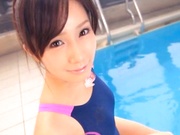 Teen babe in a tight swimsuit Kojima Minami fucked by he coach