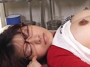 Akane Oozora sexy Asian teen in glasses gets banged hard
