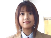 Schoolgirl in a uniform Aika Hoshizaki strips for a group action