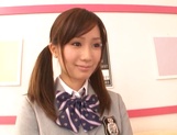 Kinky schoolgirl Minami Kojima gives a double blowjob publicly