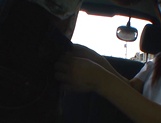 Horny Asian schoolgirl, Anna Oguri gives a steaming blowjob in a car