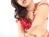 Japanese AV model in red lingerie amazes during hot solo picture 29