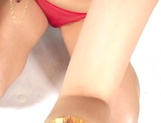 Japanese AV model in red lingerie amazes during hot solo picture 45
