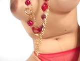 Japanese AV model in red lingerie amazes during hot solo picture 57