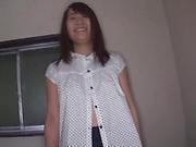Hot young Japanese teen strips and takes it hard