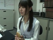 Busty Asian office lady Tsubomi gets hot cumshot at work