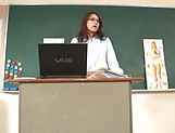 Hot teacher Jun Harada masturbastes in front of her students