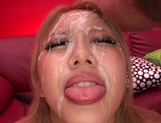 Facial ends Arisa Takimoto's filthy Asian porn show in POV picture 33