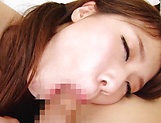 Gorgeous young Asian babe Erina Kahara gives a hot blowjob picture 43