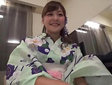 Hot Asian amateur in a kimono takes it hard and gets a facial