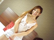 Cute Japanese girl in transparent lingerie Madoka Hitomi gets slammed hard