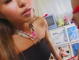 Elegant Asian hottie, Megu Hagiwara, with big tits enjoys hand work and dildo in pussy