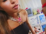 Elegant Asian hottie, Megu Hagiwara, with big tits enjoys hand work and dildo in pussy