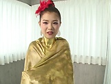 Frisky gold painted chick Kichikawa Nao is in need of a blowjob