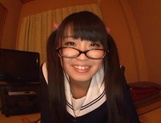 Airi Satou Asian teen in glasses gives pov blowjob