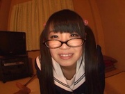 Sweet JP schoolgirl Airi Satou with glasses sucks a fat dick