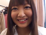 Pretty Asian teen Ai Makise displays sexy oral talent picture 20