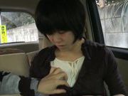 Amazing Japanese gives oral in the car outside