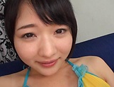 Eri Natsume, sexy Asian teen in a bikini gives hot blowjob picture 8