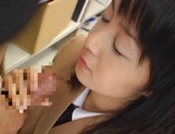 Brunette schoolgirl Nana Nanami favors her teacher with cock sucking picture 31