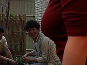 Hunk could not stop squeezing Saegusa Chitose's boobs