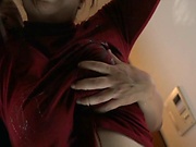 Hunk could not stop squeezing Saegusa Chitose's boobs