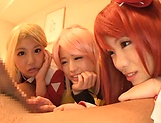 Japanese cosplay in POV with three naughty babes picture 18