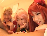 Japanese cosplay in POV with three naughty babes picture 19