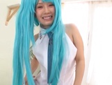Stunning blue haired Minami Kojima enjoys a hardcore cosplay session picture 17