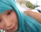 Stunning blue haired Minami Kojima enjoys a hardcore cosplay session picture 18