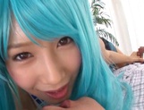 Stunning blue haired Minami Kojima enjoys a hardcore cosplay session picture 21