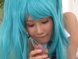 Stunning blue haired Minami Kojima enjoys a hardcore cosplay session picture 26