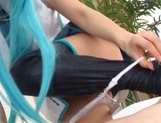 Stunning blue haired Minami Kojima enjoys a hardcore cosplay session picture 34