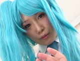 Stunning blue haired Minami Kojima enjoys a hardcore cosplay session picture 35