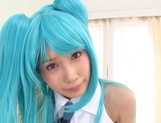 Stunning blue haired Minami Kojima enjoys a hardcore cosplay session picture 42