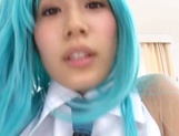 Stunning blue haired Minami Kojima enjoys a hardcore cosplay session picture 46