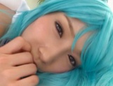 Stunning blue haired Minami Kojima enjoys a hardcore cosplay session picture 61
