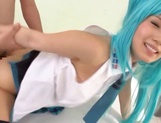 Stunning blue haired Minami Kojima enjoys a hardcore cosplay session picture 69