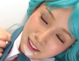 Stunning blue haired Minami Kojima enjoys a hardcore cosplay session picture 85