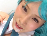 Stunning blue haired Minami Kojima enjoys a hardcore cosplay session picture 86