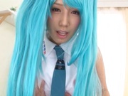 POV Japanese cosplay along a stunning babe