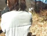 Kayoko Uesugi, mature Asian babe gives outdoor blowjob