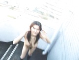 Busty Asian amateur Mayu Kotono blows cock and gets fucked on the stairs picture 44