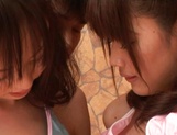 Horny teens Junko Hayama and Kirara Kurokawa in a hot bang picture 21