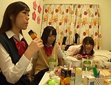 Japanese schoolgirls gone wild on strong cock picture 25