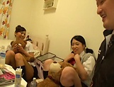 Japanese schoolgirls gone wild on strong cock picture 27