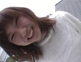 Mischievous Japnese teen, Riho Mishima, gives a blowjob in a toilet on pov picture 12